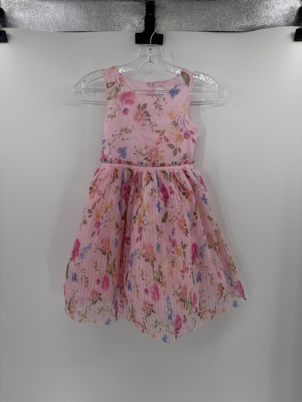 Nanette Kids Girls Spring Floral Pleated Dress - Pink Multi - 6X